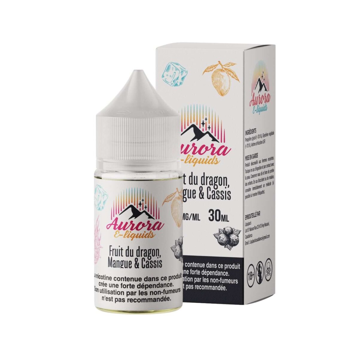 Aurora-FruitdragonMangueCassis30ml - Grossiste de Cigarettes Électroniques, E-liquides, nicotine pouches Abidjan Côte d'Ivoire