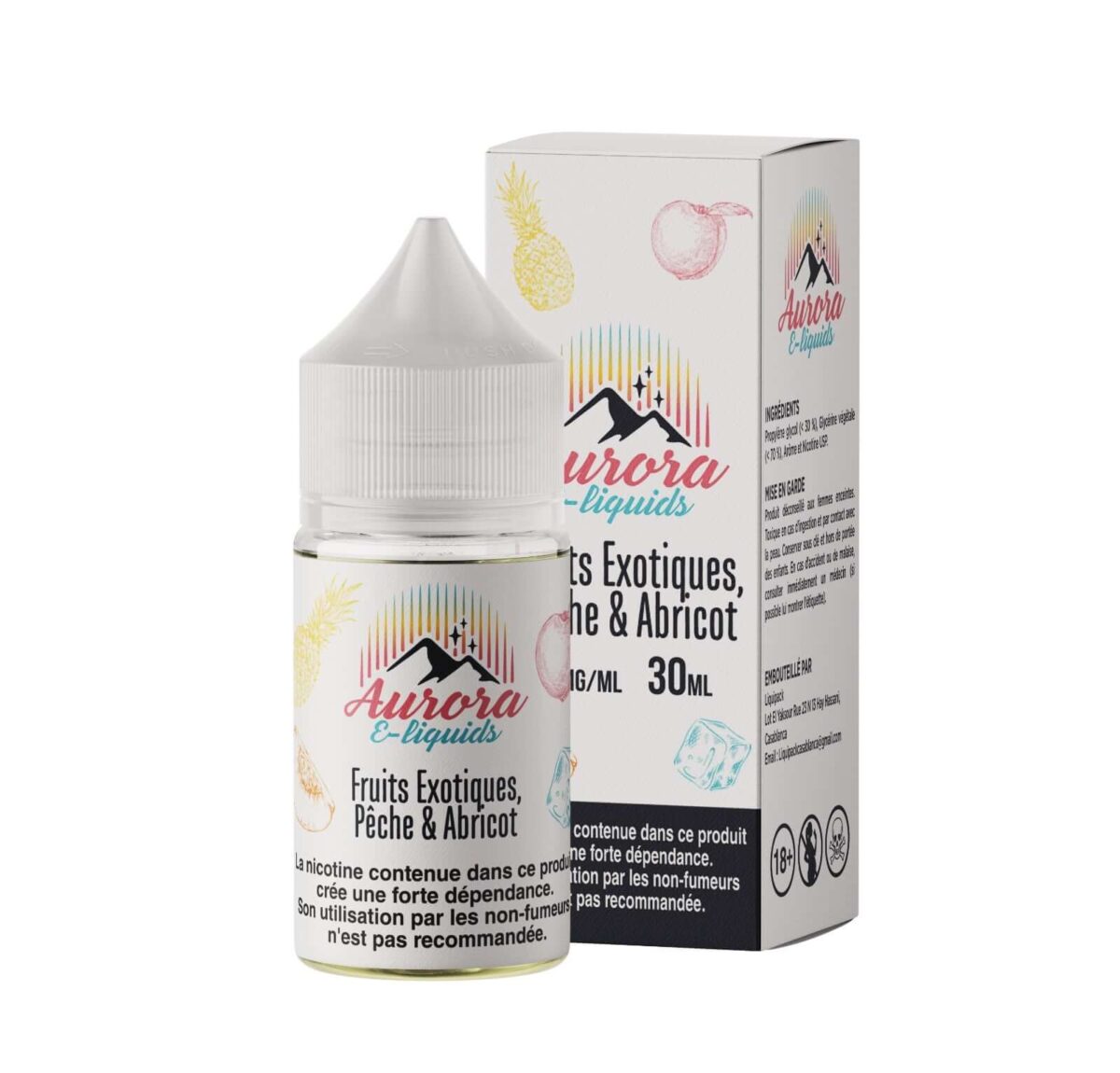 Aurora-FruitsExotiquePecheAbricot-30ml_2bb664a0-1bfb-42db-943c-16c0ecca502f - Grossiste de Cigarettes Électroniques, E-liquides, nicotine pouches Abidjan Côte d'Ivoire